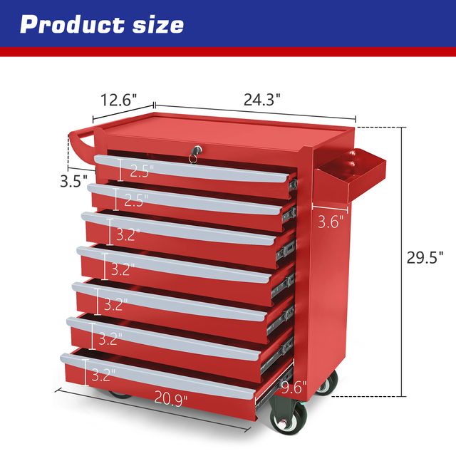 Seven-tier metal tool cabinet