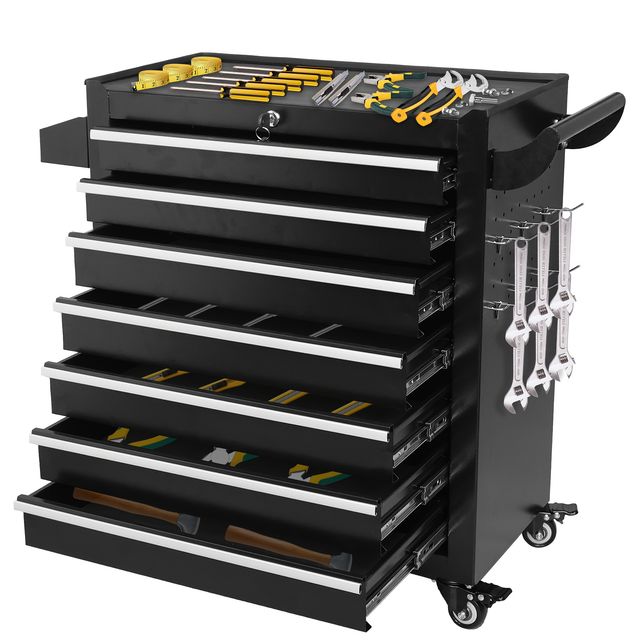 Seven-tier metal tool cabinet